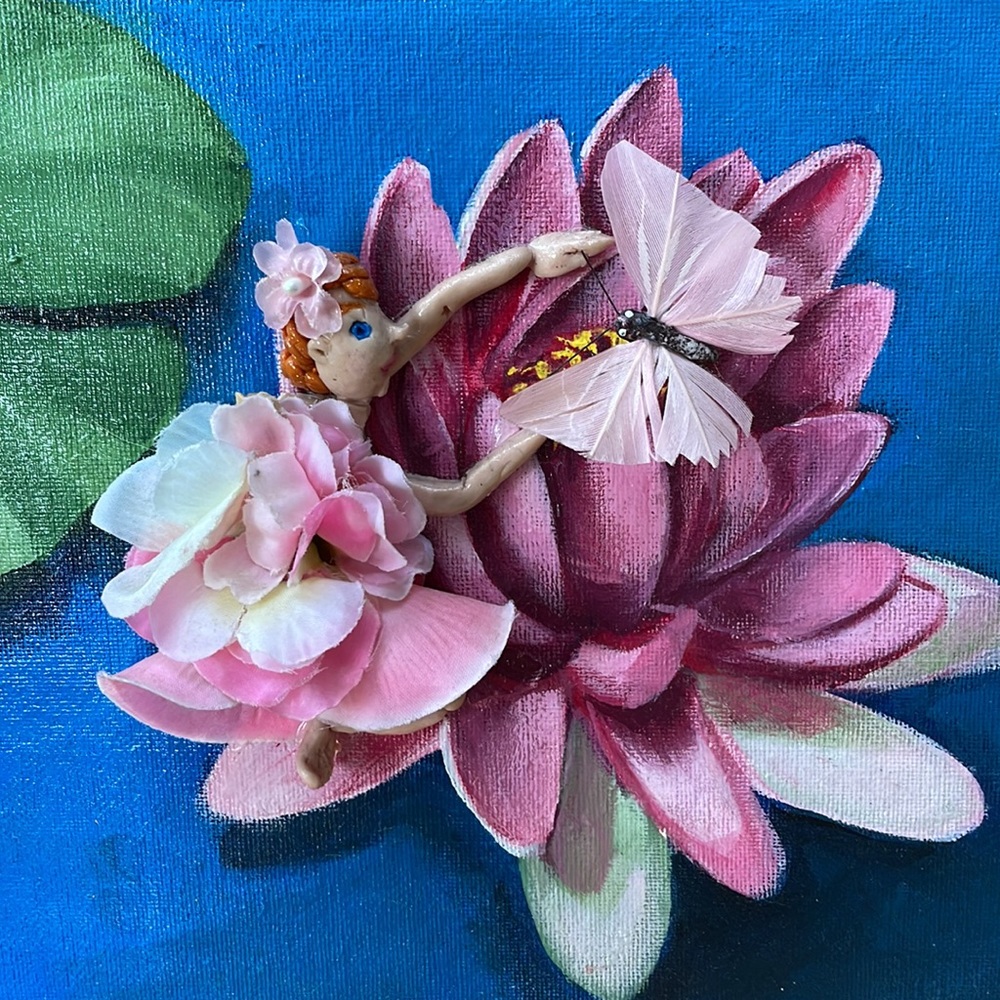 Vintage mixed media art/painting on canvas board